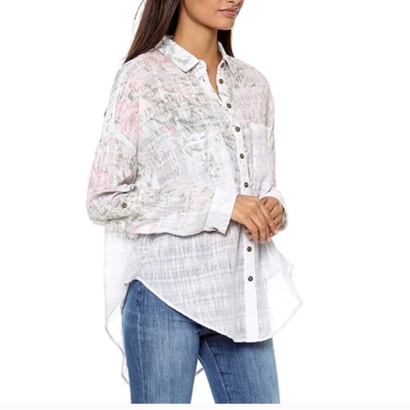 FREE people printed  shibori siren button down - Picture 1 of 7